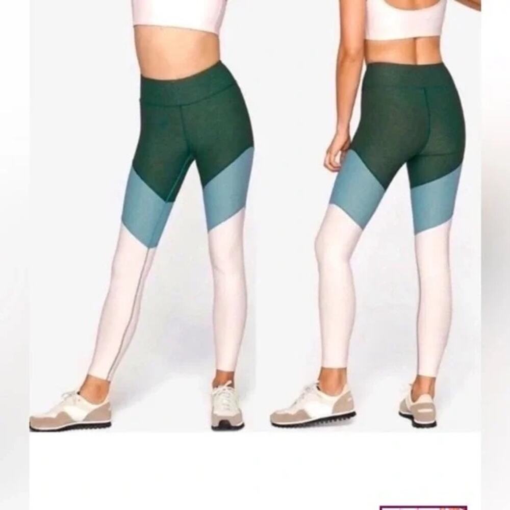 Outdoor Voices 7/8 Springs Green Color Block High Waist Athleisure Leggings